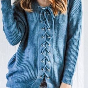 Ribbed Laced Sweater